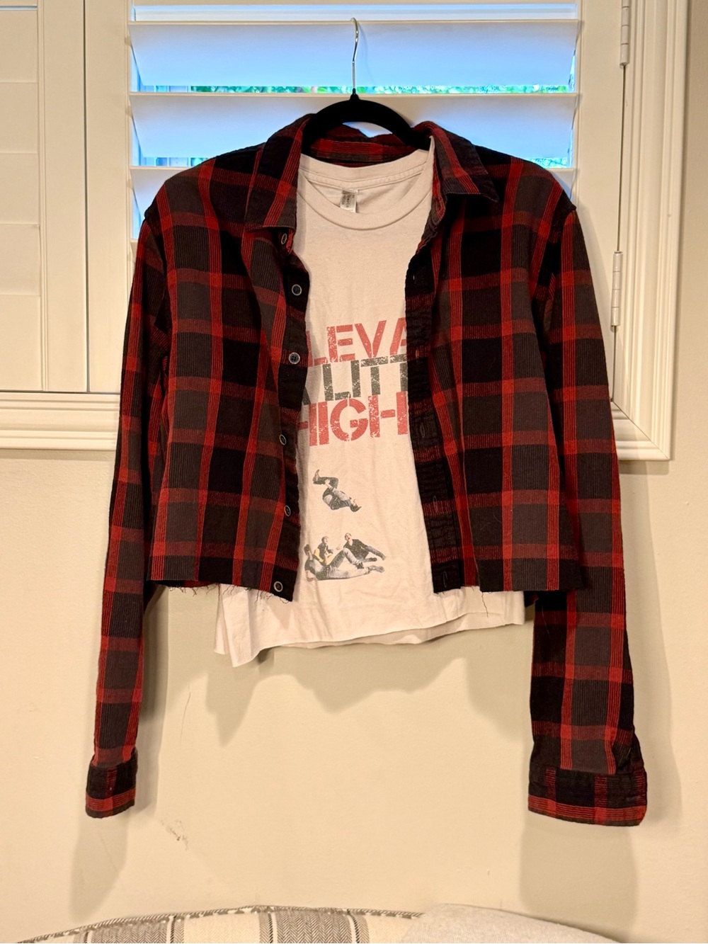 Women’s Red & Black Plaid Cropped Jacket